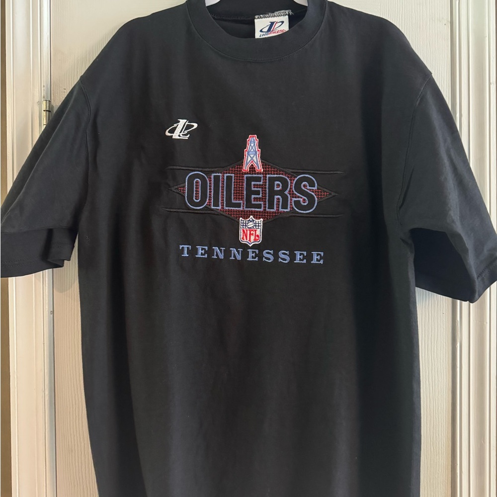 Tennessee Oilers embroided Athletic Black T-Shirt with Emblem